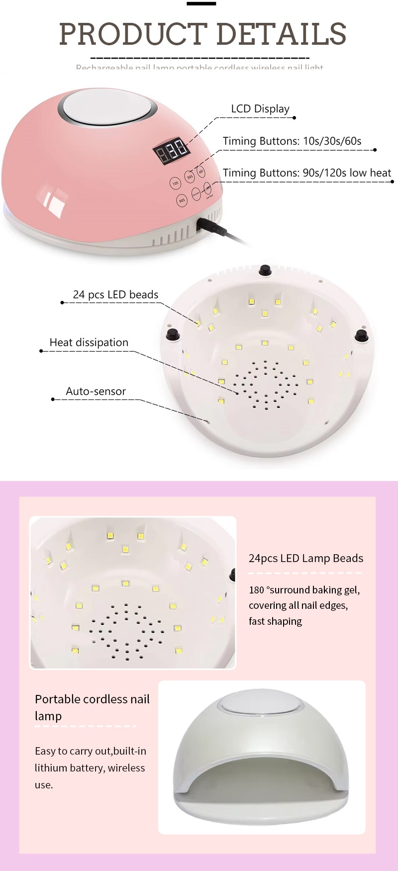 Low-Heat Nail Lamp with 4 Timer Settings