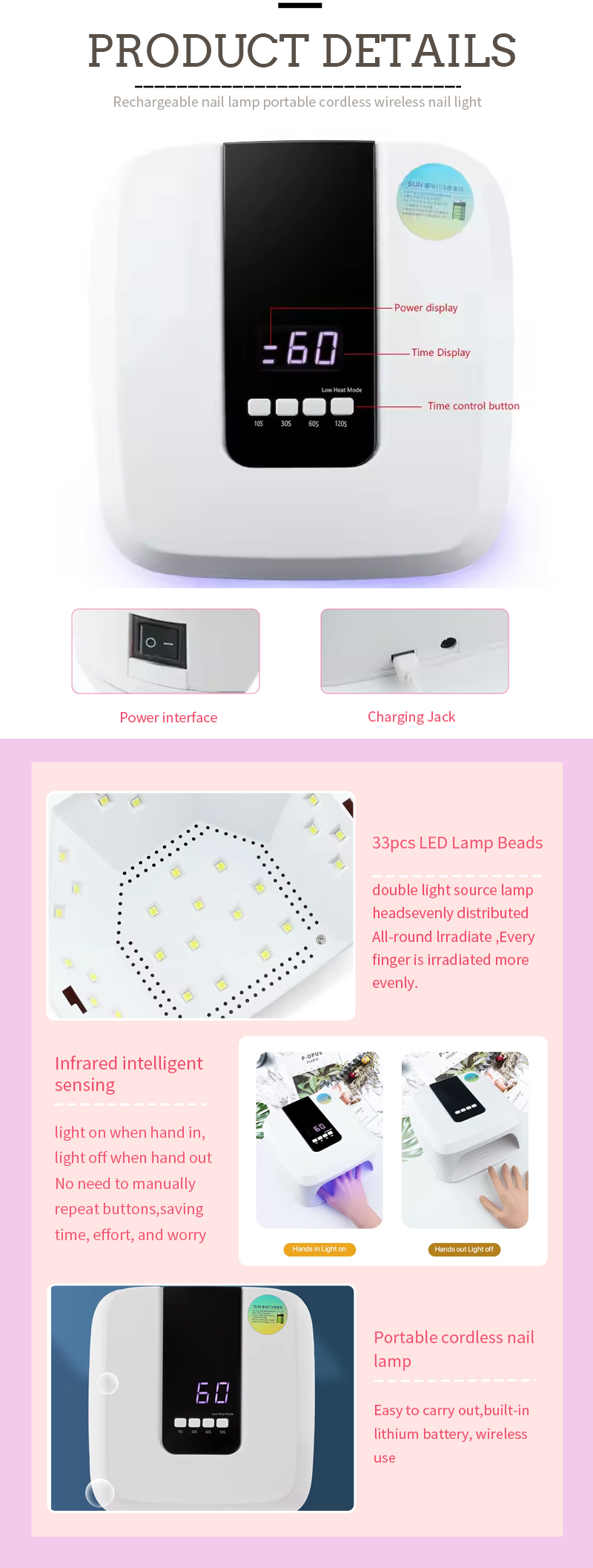High-Power 80W UV LED Nail Dryer with Smart Sensor