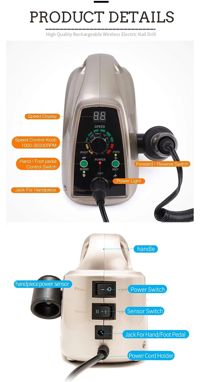 Cordless Rechargeable Nail Grinder Polishing Machine Set