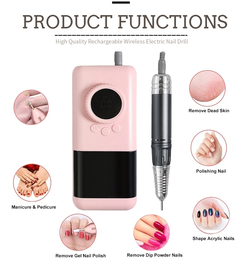 Portable Cordless Nail Drill Mini Travel Lightweight