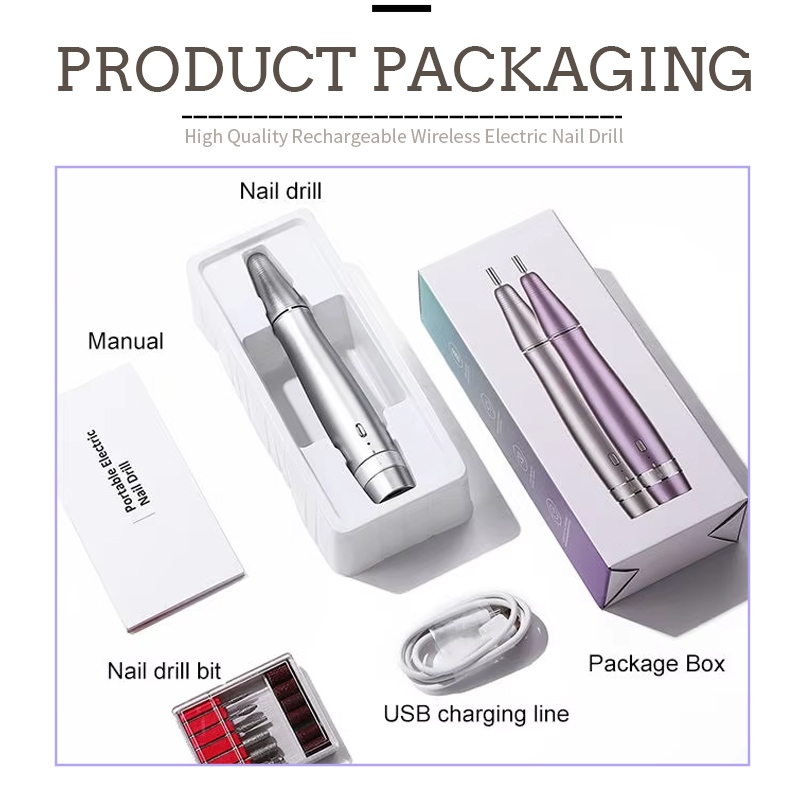 Brushless LCD Nail Drill Kit complete accessory set