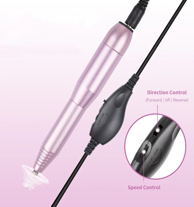 Speed control and direction switch for compact drill pen