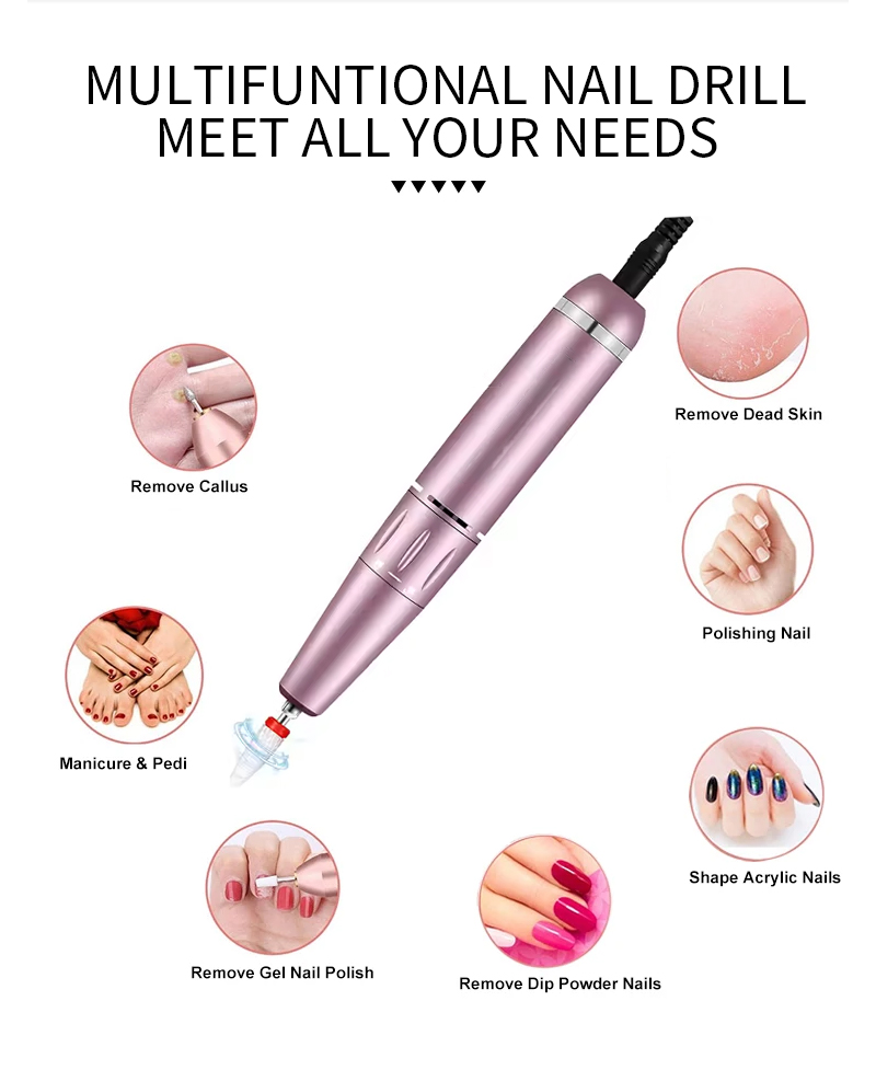 Multifunctional nail drill meeting all needs: removing callus, dead skin, manicure, pedicure, removing gel polish, dip powder, and shaping acrylic nails