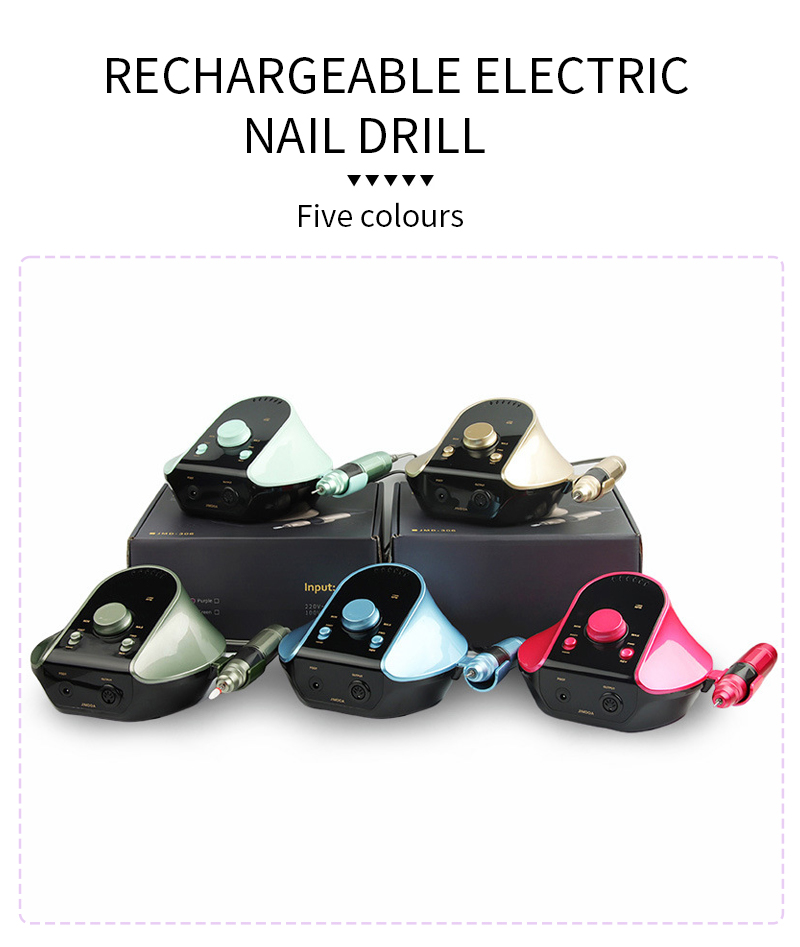RUINA Electric Nail Drill available in five colors: Pink, Blue, Silver, Gold, and Green