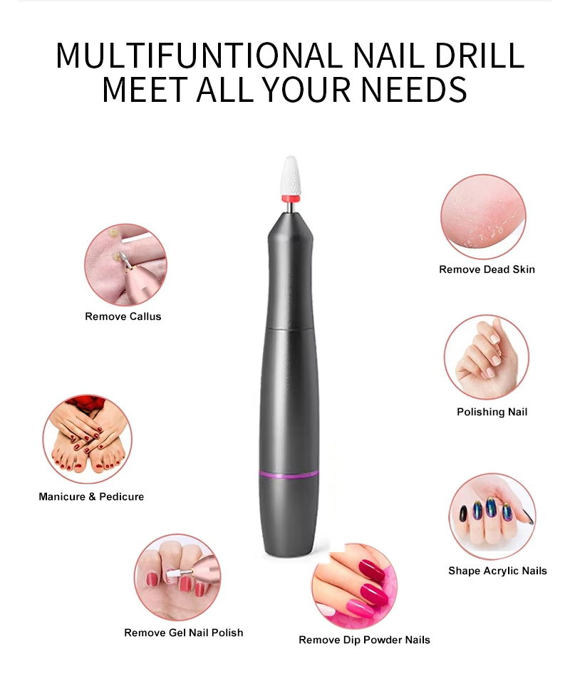 Multifunctional handheld nail drill for removing callus, dead skin, manicure, pedicure, and shaping acrylic nails