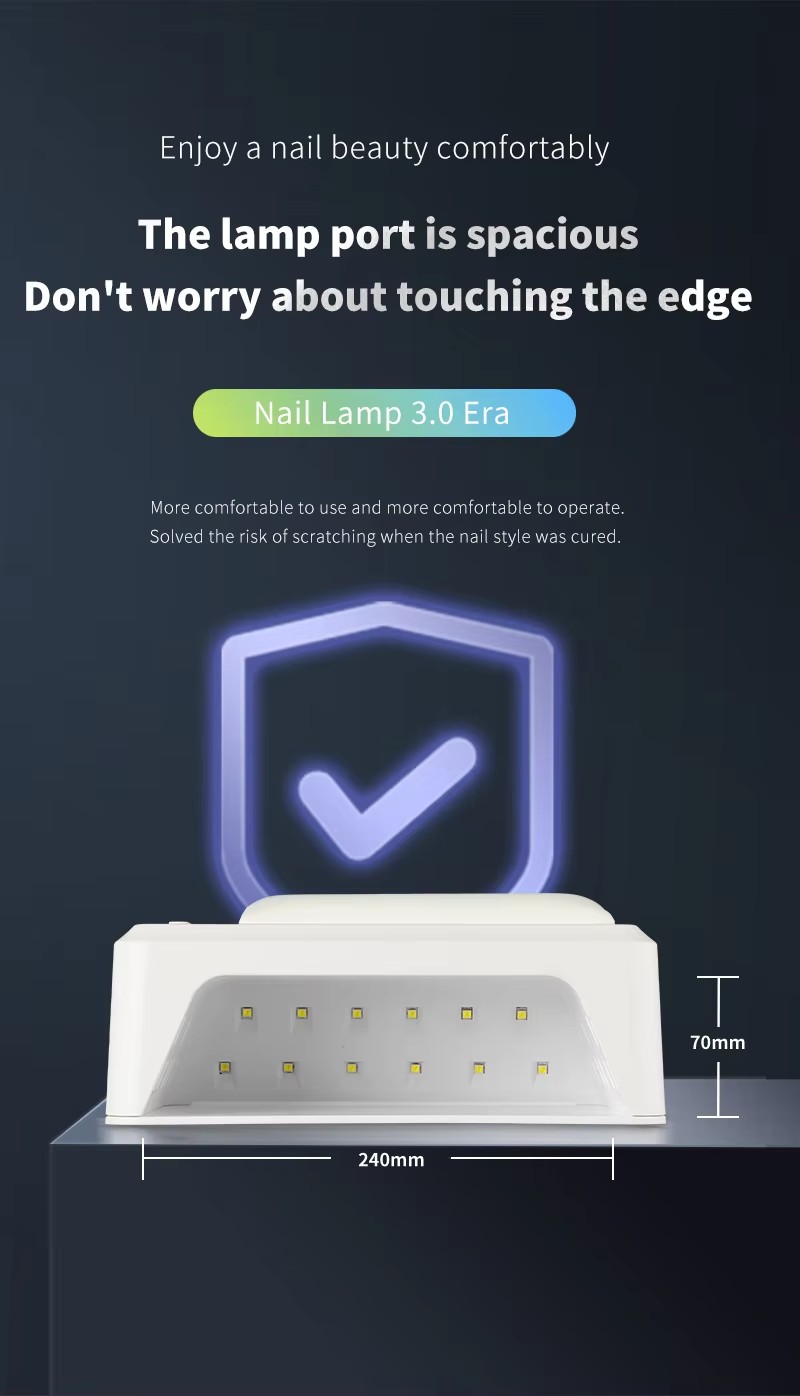 Spacious lamp port with 240mm width and 70mm height to prevent touching the edge