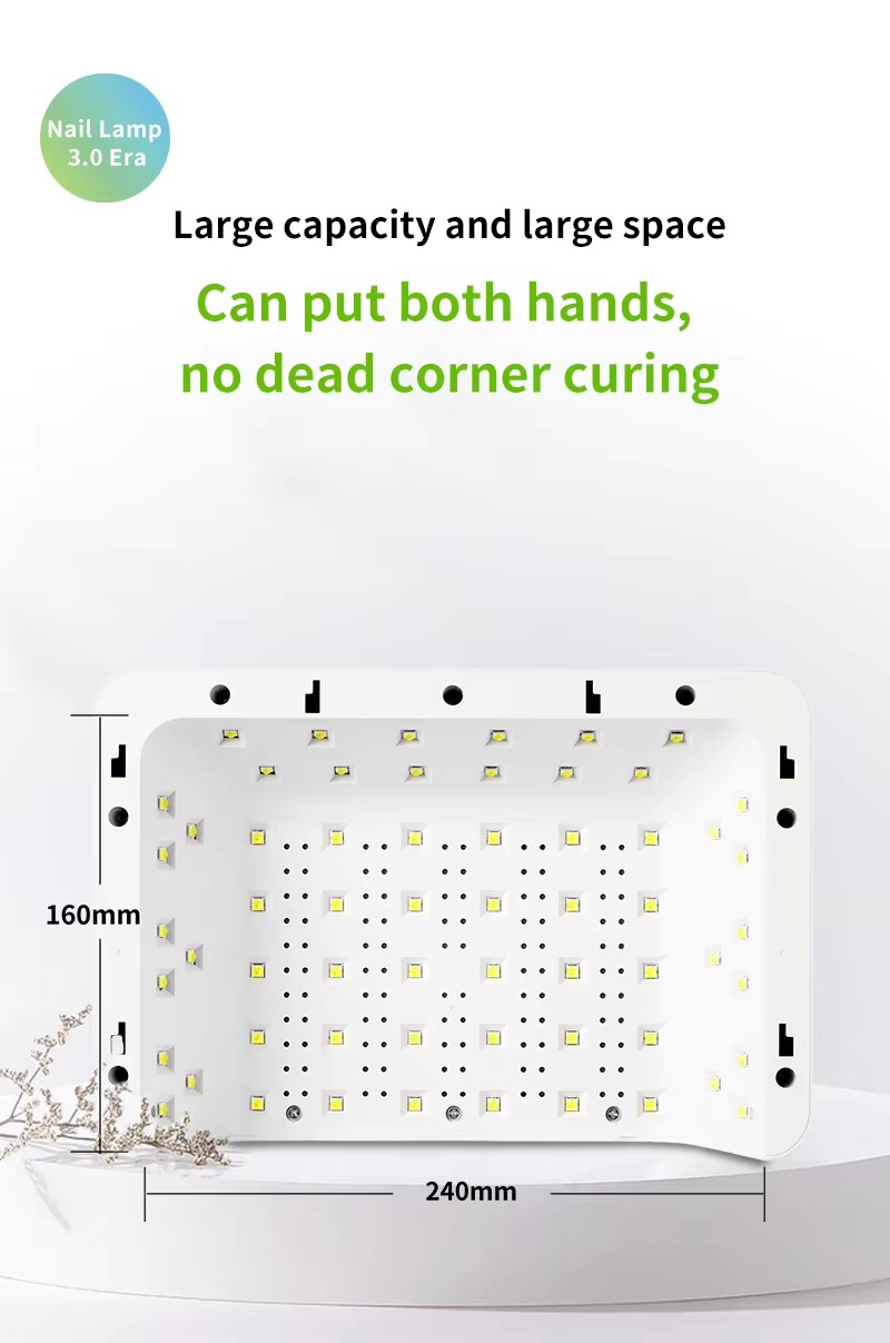 Large capacity nail lamp can fit both hands without dead corner curing