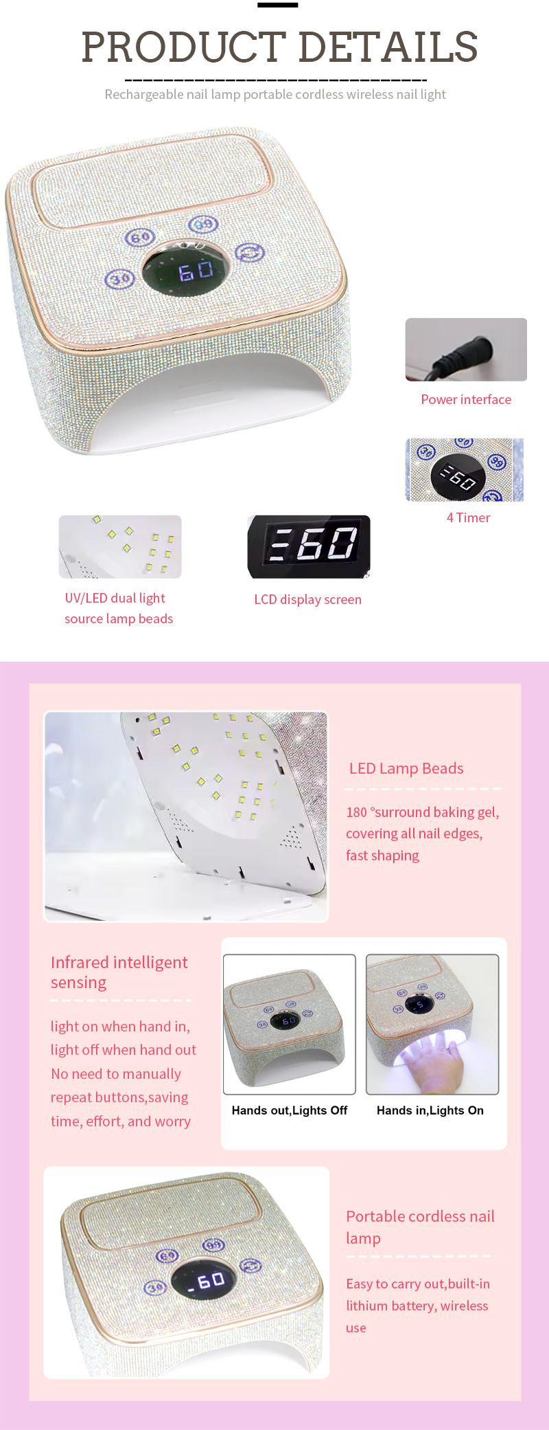 Low Heat Nail Lamp curing gel gently